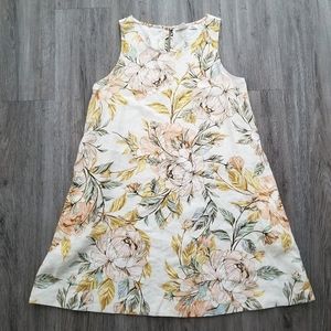 Nicole Miller New York 100% Linen Trapeze Floral Mini A-Line Dress Sz M